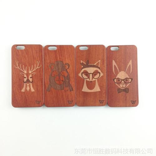 工厂直销oem外贸木质手机壳雕刻兔子 熊适用于苹果6 三星s8 plus